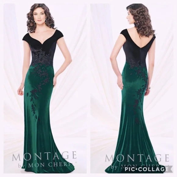 Montage by MonCheri velvet sleeveless long gown with shawl - Picture 2 of 10